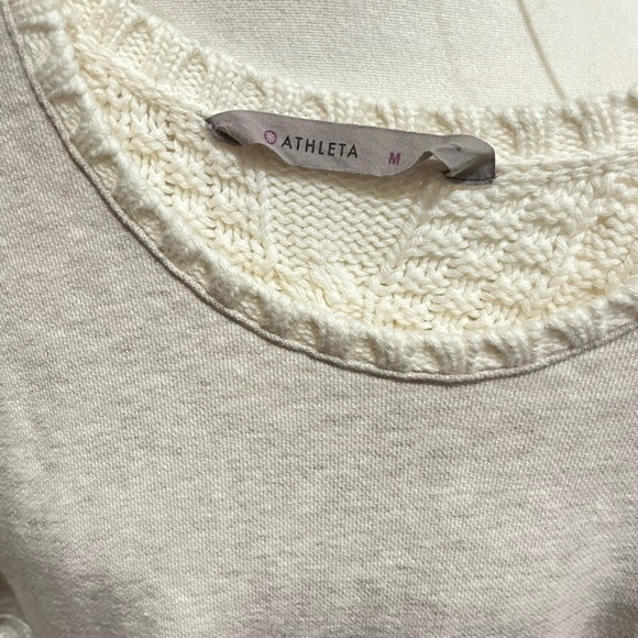 Athleta Women’s Cream Mixed-media Pullover Sweater- M - Picture 3 of 4